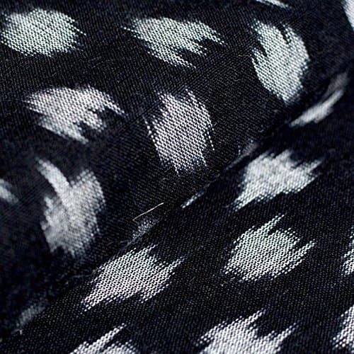 Shopolics Black and White Dotted Pattern Ikat India Cotton Fabric-4349 for Party wear, Dress Material (1 Yard)