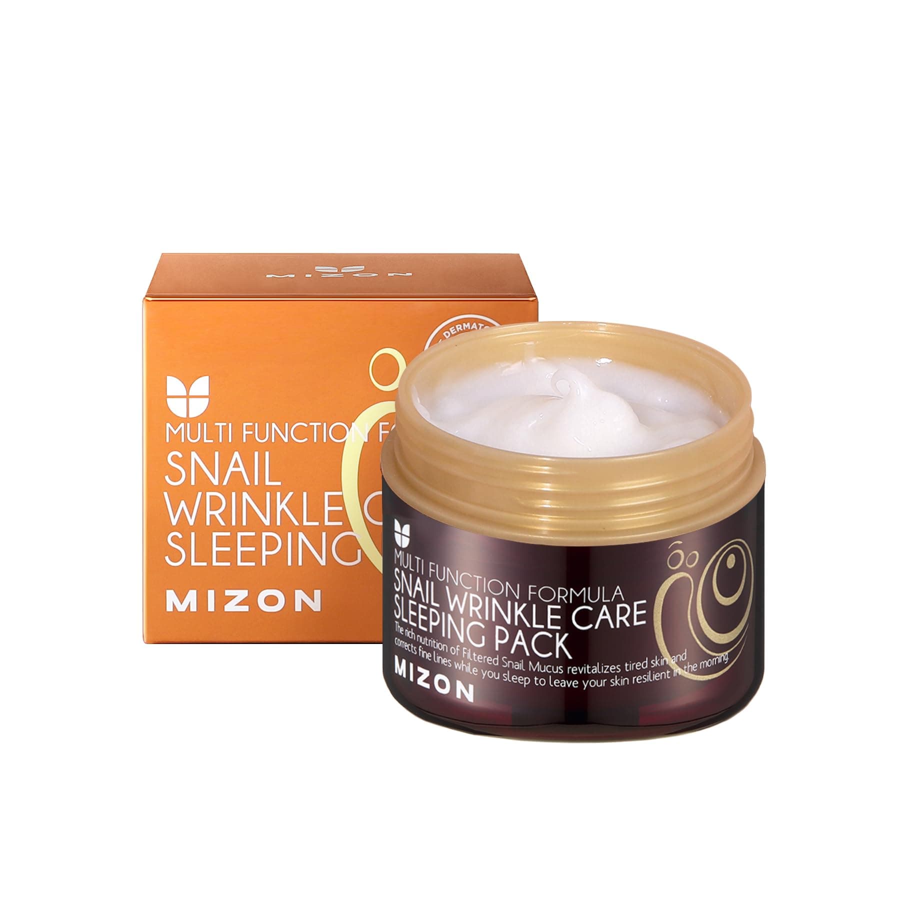 MIZON Snail Wrinkle Care Sleeping Pack Snail Mucin Nourishing mask with Adenosine Shea Butter Overnight Firming Mask for Damaged Skin Fine Line (2.7 FL oz)