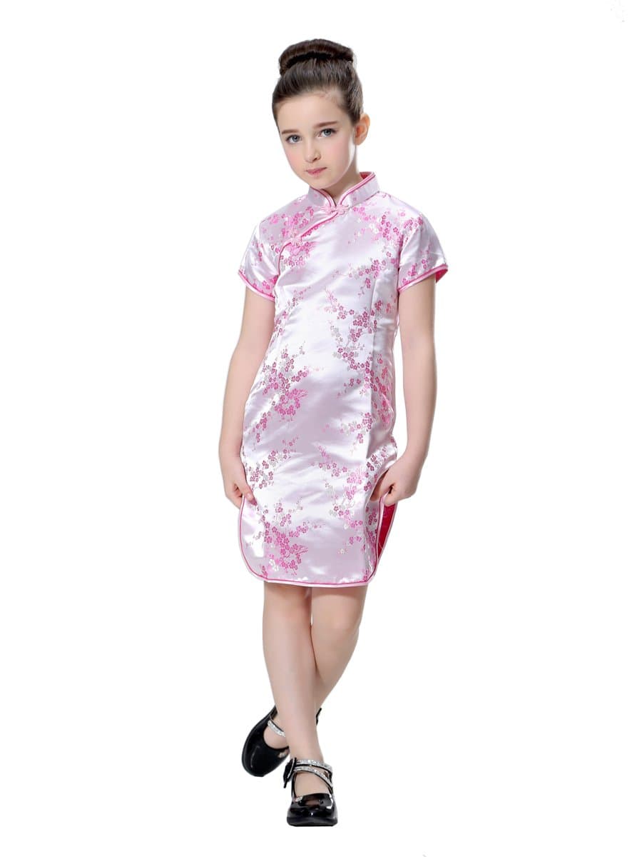 Girls Wintersweet Blossom Chinese Qipao Dress