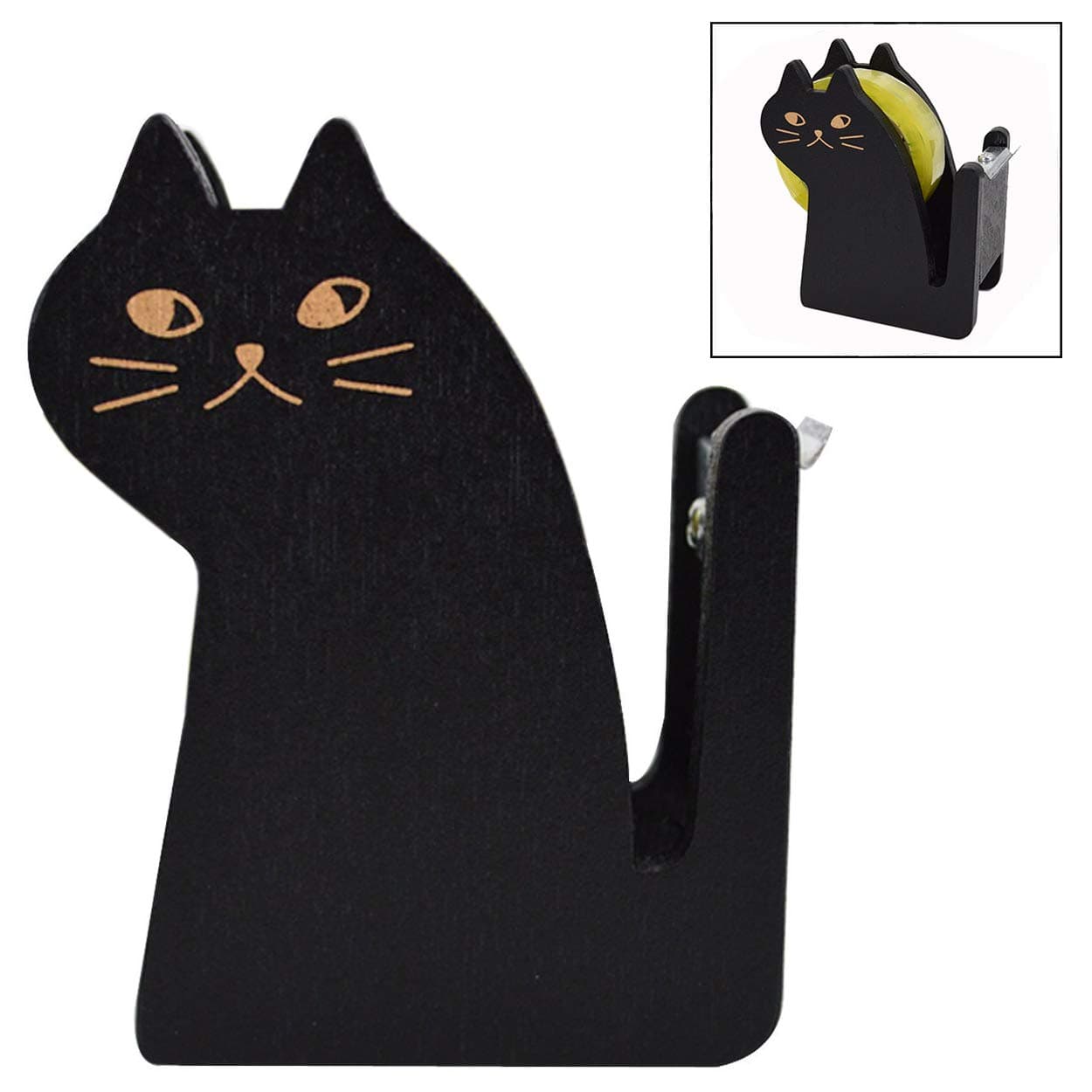 Funny Cute Wooden Adhesive Tape Cutter Dispenser, Cat Tape Dispenser Cutter for Personal/Home Use