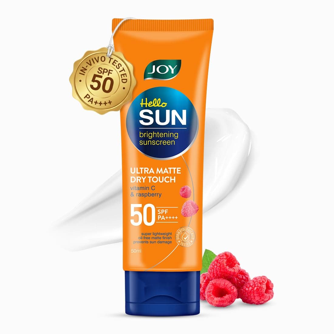 Joy Hello Sun Ultra Matte Sunscreen SPF 50 PA++++ (50ml) | Lightweight, Non Greasy & Water Resistant Sunscreen For Men & Women | Gives UVA & UVB Broad Spectrum Protection | Suitable for All Skin Type