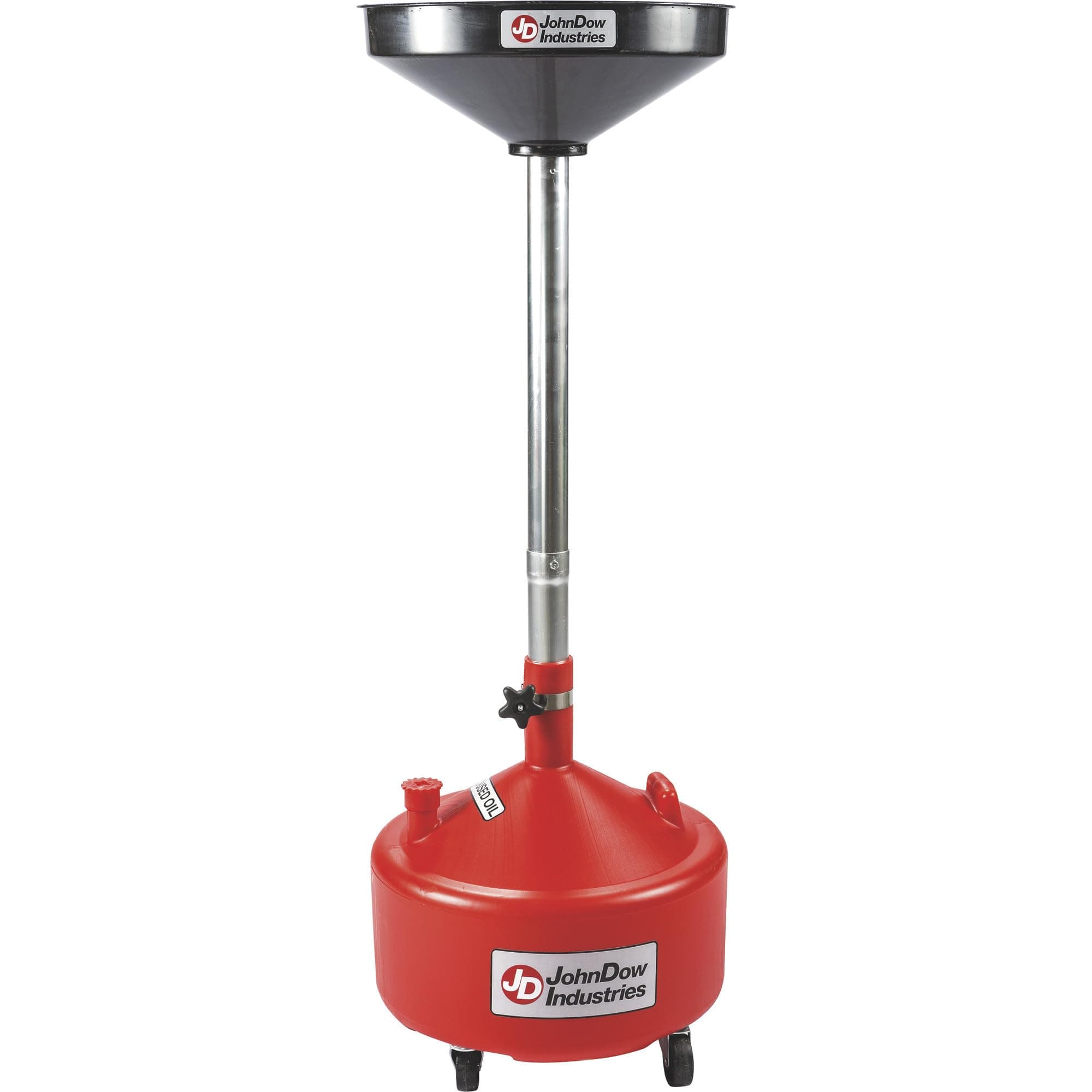 JohnDow Industries JDI-8DCP 8 Gallon Poly Portable Economy Oil Lift Drain, JDI-8DCP for Changing Oil, Adjustable Height 48 in. to 67 in, with Wheels for Easy maneuverability Around The Shop.