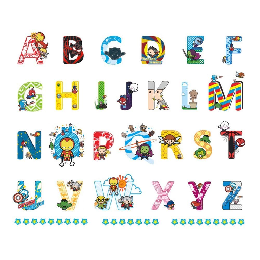 ABC and Super Hero English Alphabet Wall Stickers Letters for Kids Boys Bedroom Wall Decor