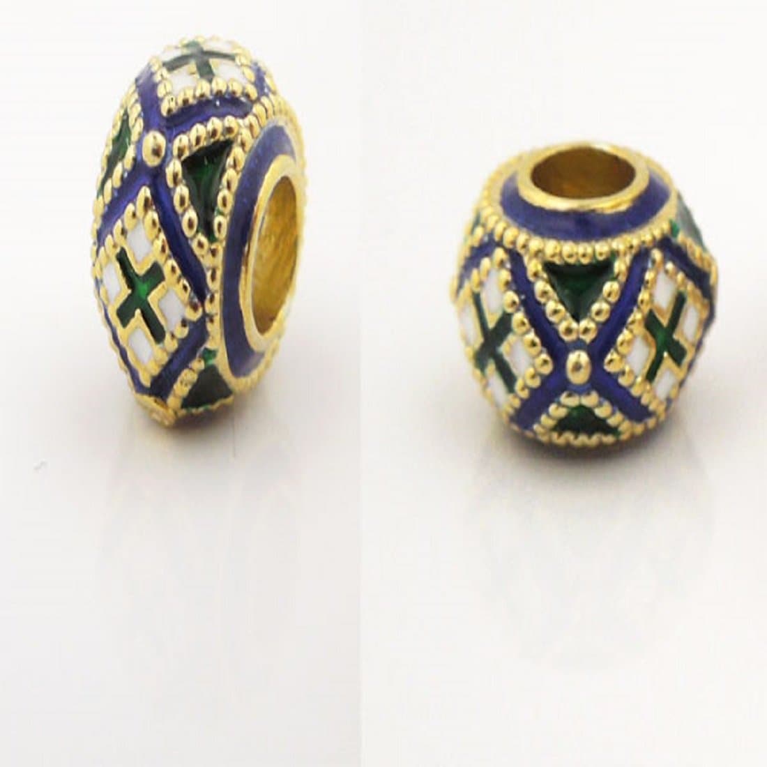 Bds-3 Sterling Silver Enameled European Charm Bead for Bracelet NEW Pysanka Style 3/8"