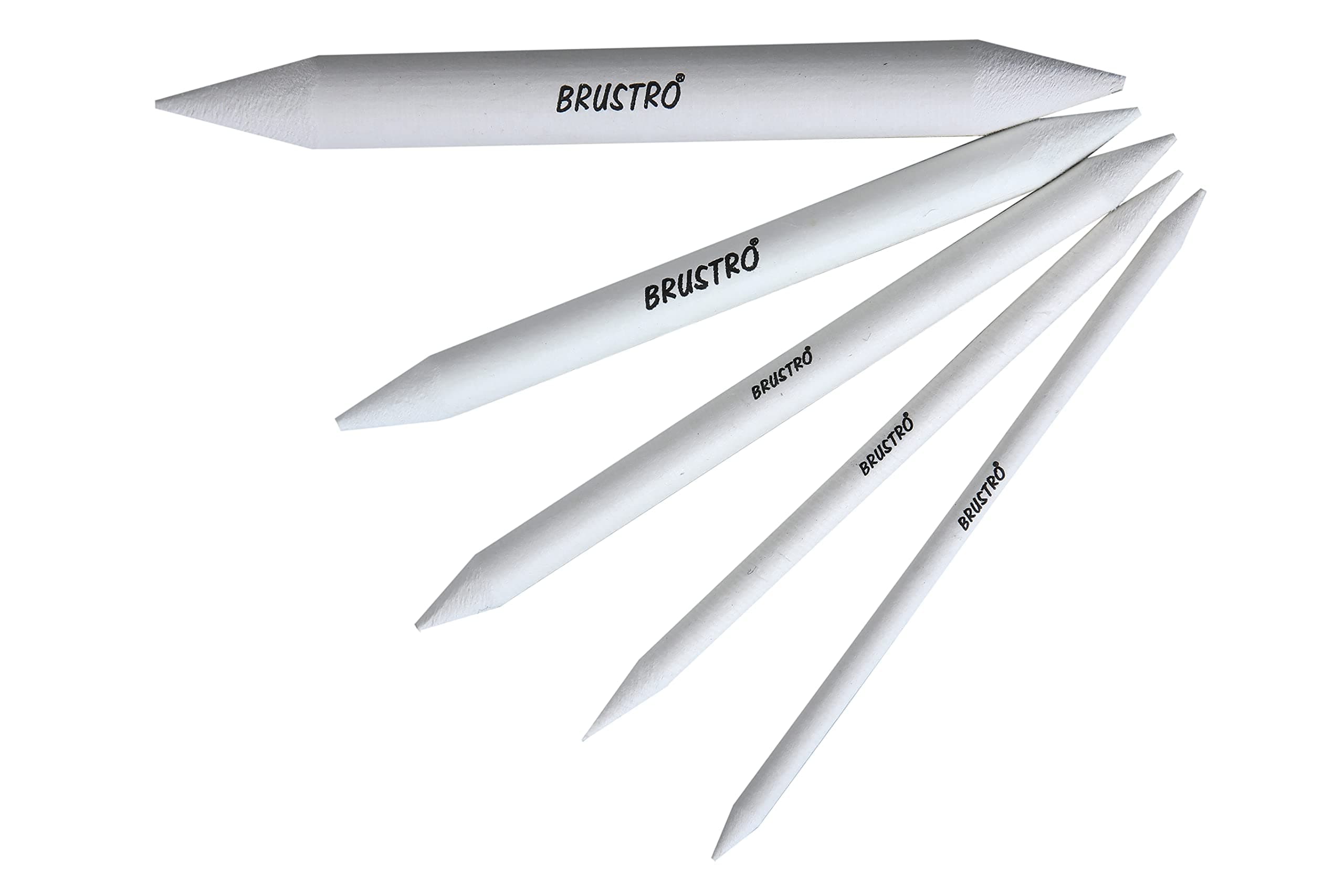 BRUSTRO Blending Stump | Set of 5 | White | Both End Pointed, Ideal for Students, Artist, Charcoal, Sketch, Drawing Tools, Smooth Blending, Mixing &Shading