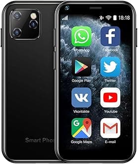 PADY-Mini Phone SOYES XS11 3G Mini Smartphone 2.5 Inch WiFi GPS RAM 1GB ROM 8GB Quad Core Android 6.0 Cell Phones with 3D Glass Slim Body HD Camera Dual Sim Quad Core Google Play Market Cute Smartphone (Black)