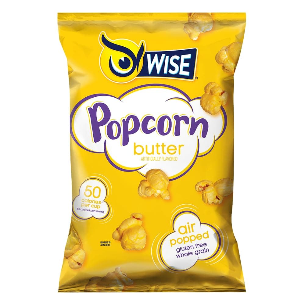 WiseSnacks Popcorn, Butter, 6 Ounce (10 Count), Gluten Free, Whole Grain, Air Popped