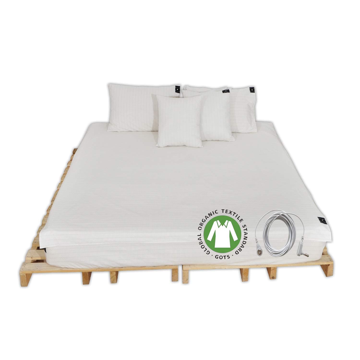 CONDUCTIVE Grounding Sheet Full Organic with Connection Cord/Cable for Wellness Benefits Sleep (75 x 54 inch ，Original Color) Ground Earth Bed Flat Sheet