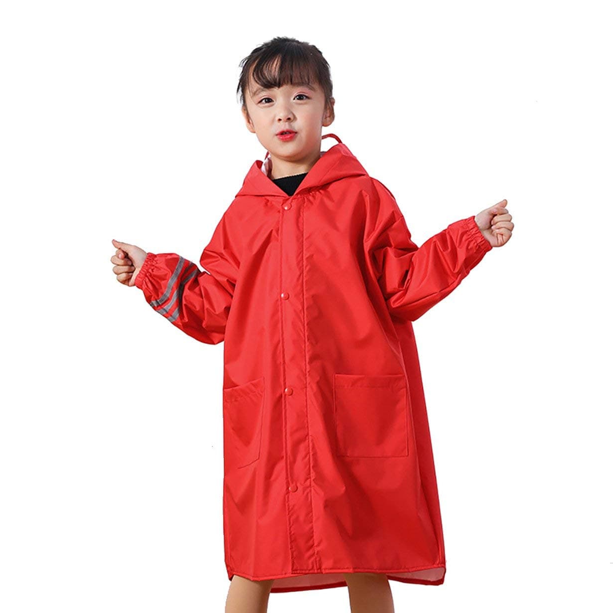 Comomingo Male And Female Students Children's Small Dinosaur Raincoat With Transparent Hat Zipper Button Waterproof Raincoat