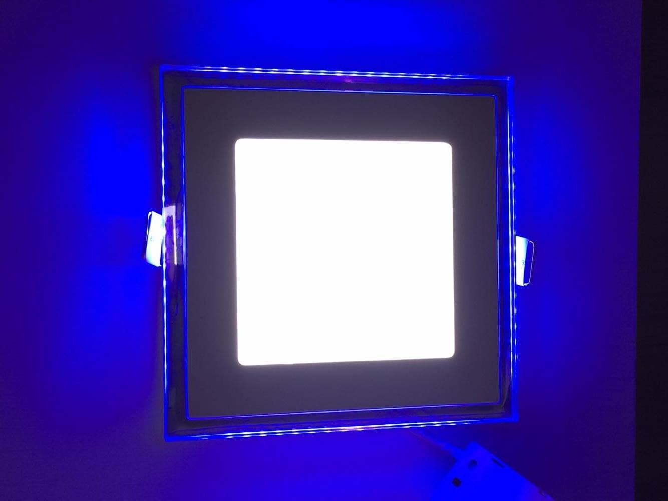 Blue White LED Slim Recessed Wall Ceiling Panel Light Downlight Glass Double Color Blue White (10w, Cold White) [Energy Class A]
