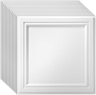 Art3d 12 Pack PVC Ceiling Tiles 24x24 Inches Waterproof Drop Ceiling Tiles/Wall Panels for Interior Wall Decor, Covers 48 Sq.,ft, Snow White