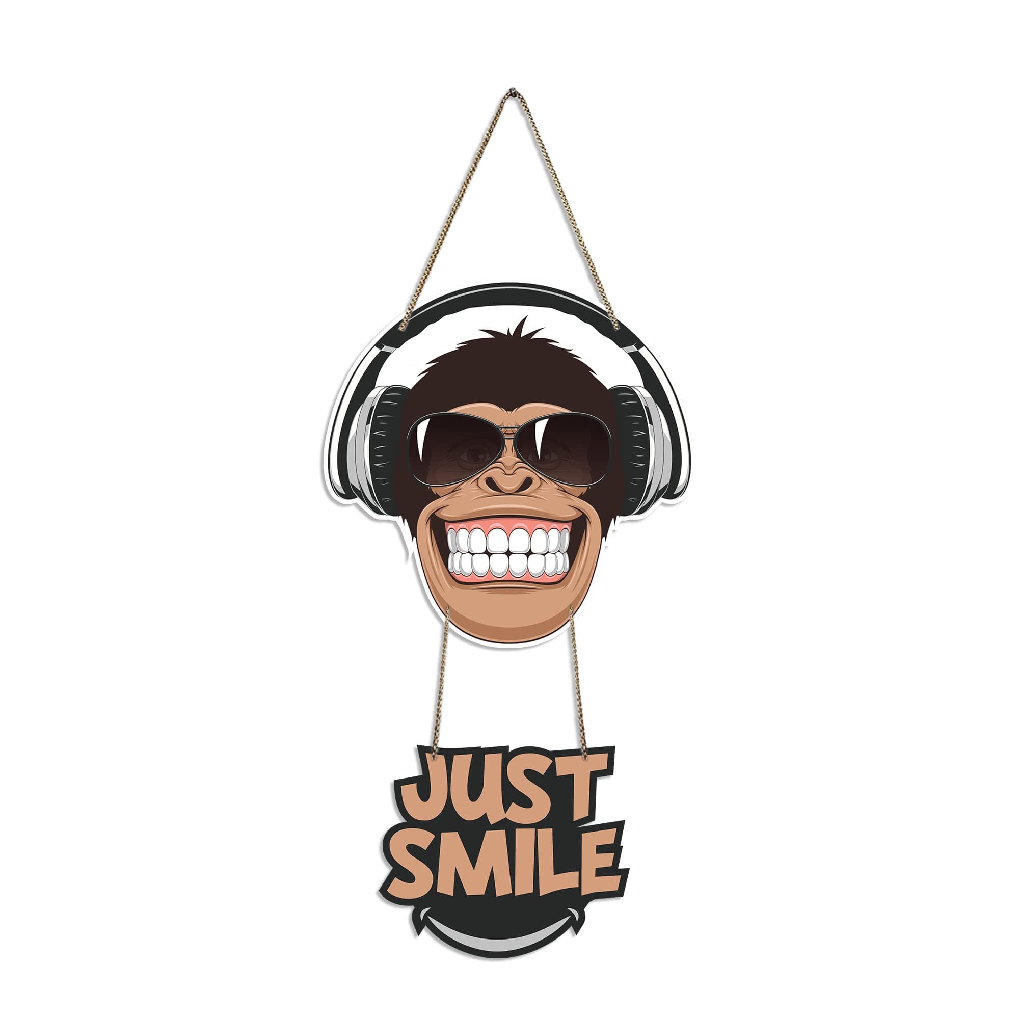 Art Vibes Monkey Smile Printed Wooden Wall Hanging Ornaments with Quotes for Home Decor | Office | Gifts | Living Room | Bedroom | Wood Decorative Items | Modern Decoration | Artworks (WH_5707N)