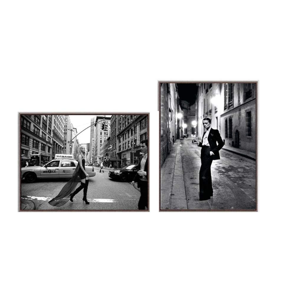 HNZK Fashion Beauty Prints Smoking Photo Poster Vogue Paris Art Canvas Wall Art Paintings Woman Cover Magazine Picture Bedroom Decor 40x60cmx2/Unframed