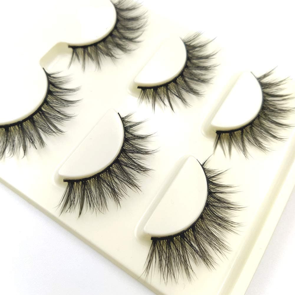 Imported Korea Fiber Faux Mink False Eye lashes Handmade Reusable Long Cross Volume Dramatic Lashes Natural Look Makeup Thick Black Fake EyeLashes