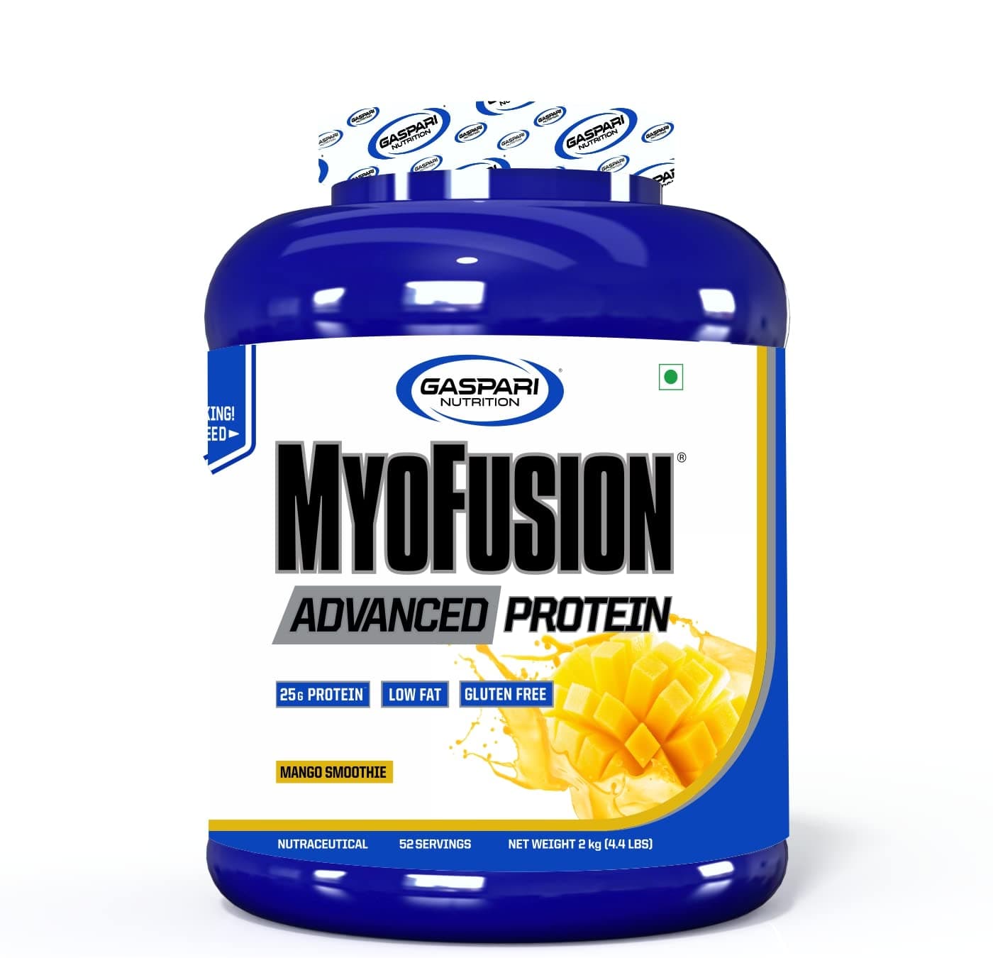 Gaspari Nutrition Myofusion Advanced Whey Protein Powder - 25g Protein Per Serving, Mango Smoothie - 2 kgs (4.4 LBS)