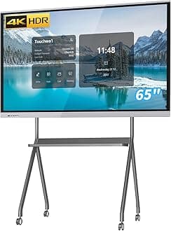 65" Touchscreen Monitor Smart Board, 4K Interactive Presentation Electronic Whiteboard with Android 11, Digital Signage Display for Office, Classroom,RAM 4GB+ ROM 32GB