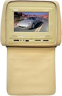 Pyle PL72HRTN Adjustable Headrests w/ Built-In 7'' TFT/LCD Monitor W/IR Transmitter & Cover (Tan)