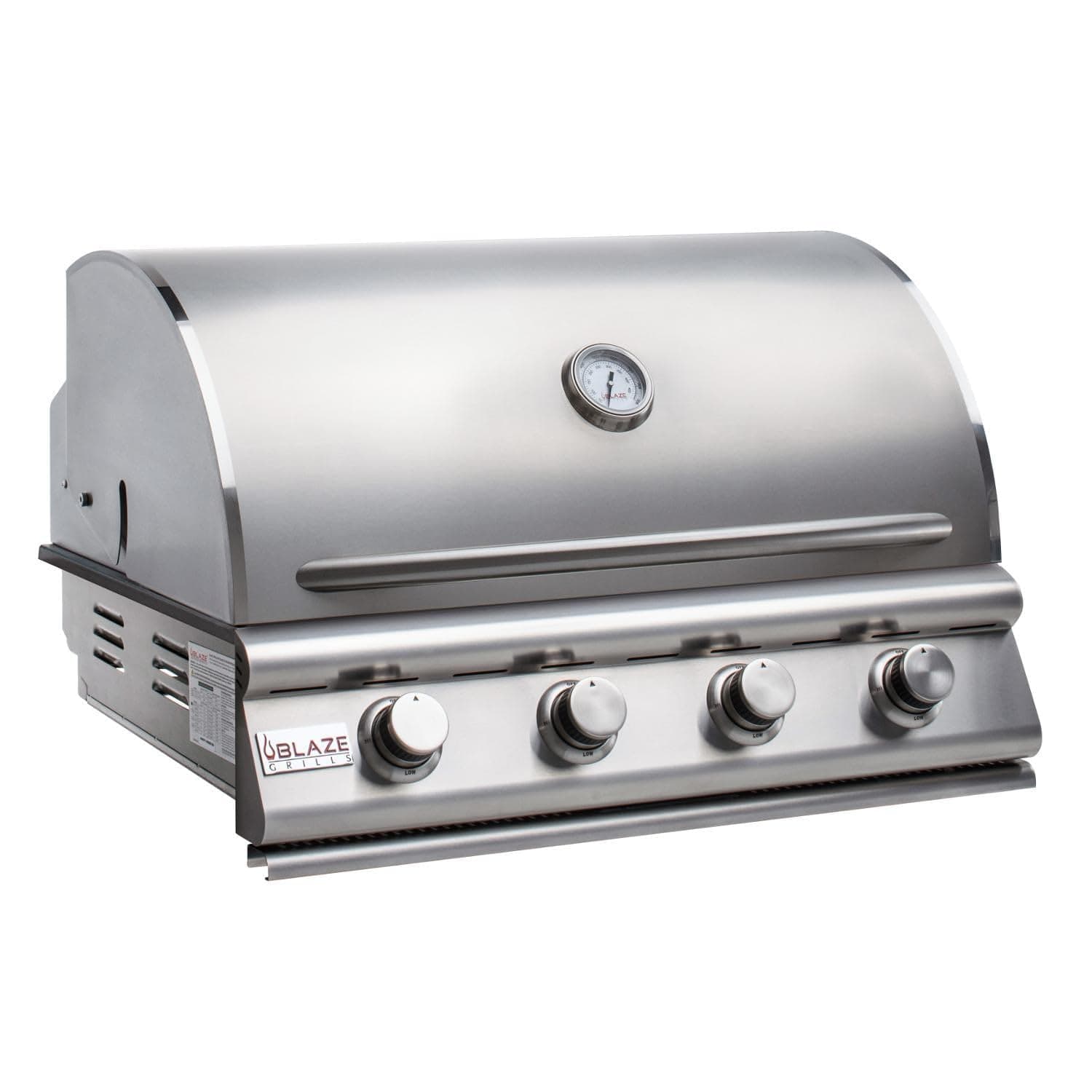 Blaze Prelude LBM Built-In Propane Gas Grill | 32-Inch 4-Burner BBQ with 56,000 BTUs | 304 Stainless Steel Construction | Flame Stabilizing Grids | BLZ-4LBM-LP