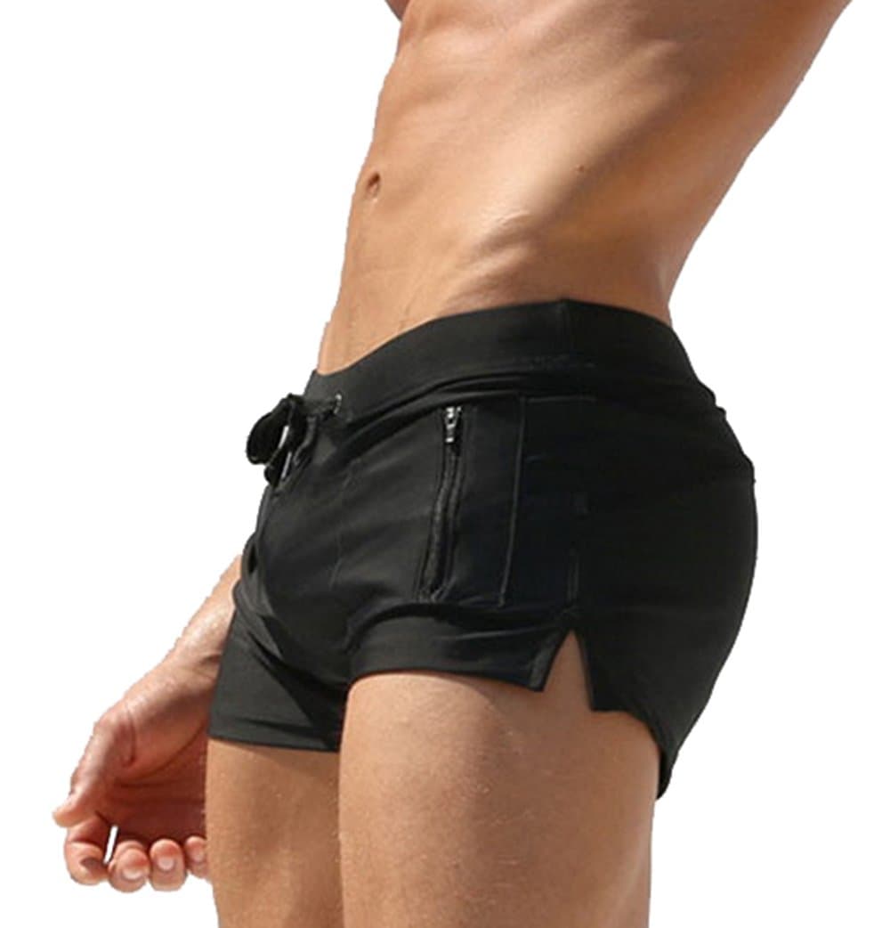 Mens Swimwear Short Swim Trunks with Zipper Pocket