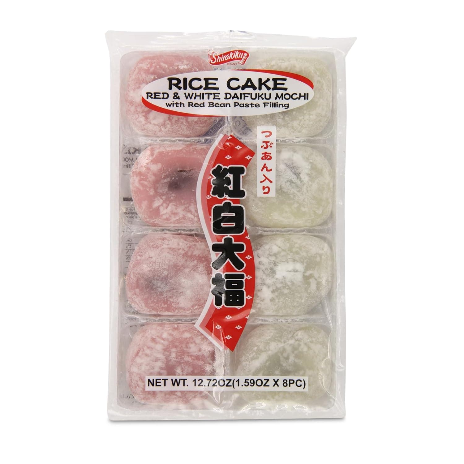 Shirakiku Kameda Daifuku Mochi Sticky Rice Cake, Red Bean, 12.72 Ounce