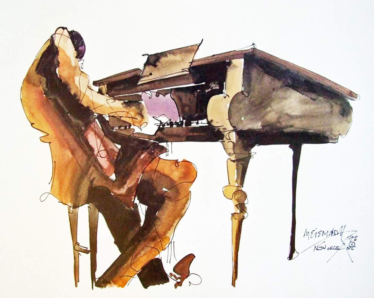 Piano Player Jazz Art Print New Orleans French Quarter