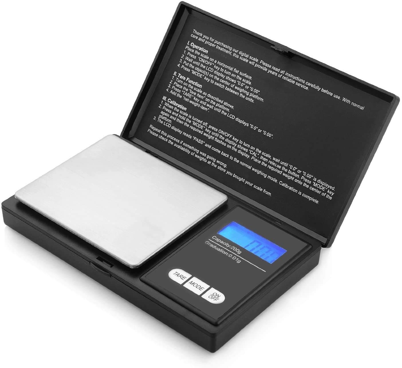 Xiancai Premium Digital Scales 0.01g - 200g, Digital Weighing Scales, Pocket Scales for Gold, Jewellery, Food, Coffee, Herbs, Powder with Back-lit LCD Display (Batteries Included)