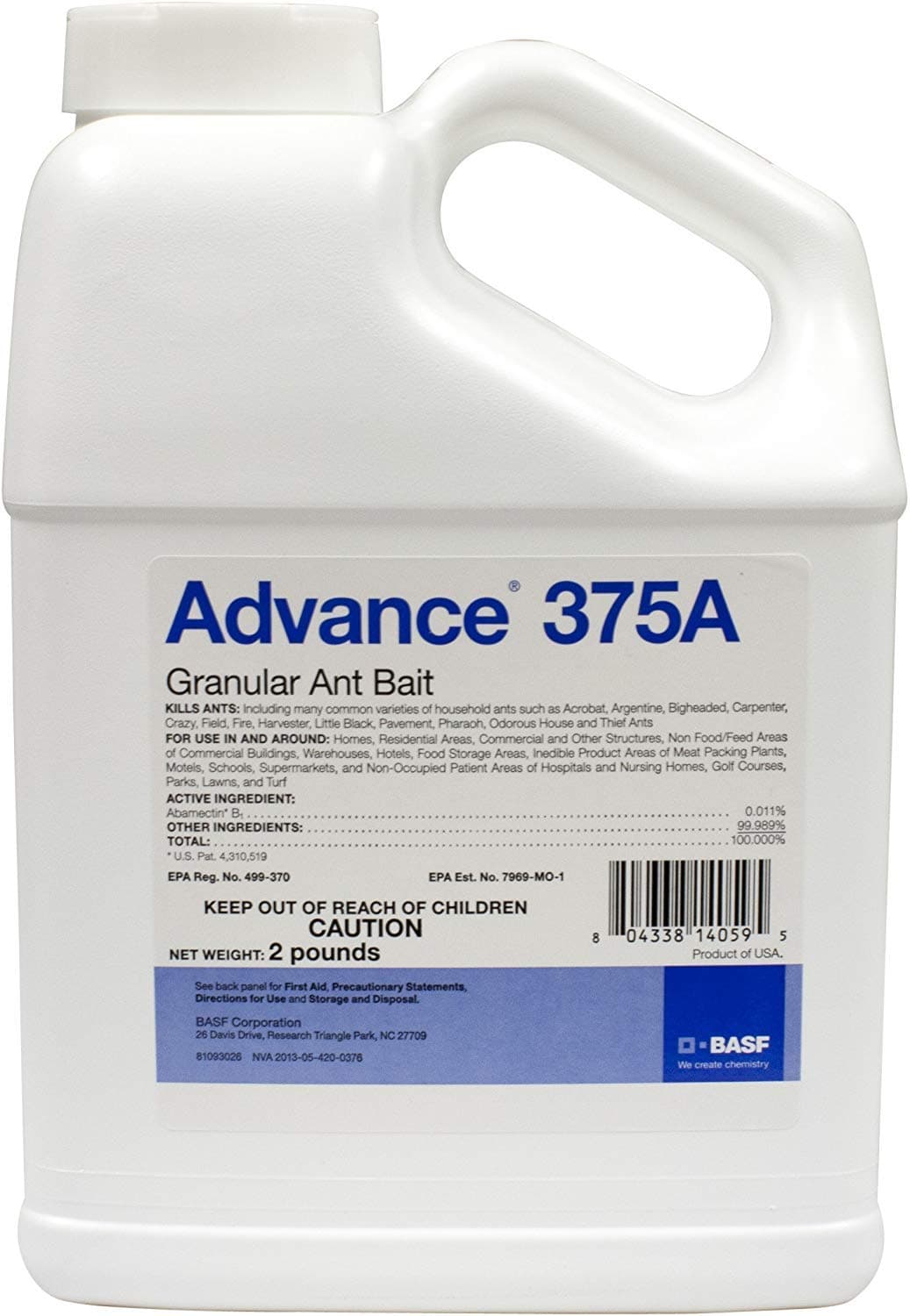 BASF Advance 375A Granular Ant Bait, Indoor or Outdoor, Kills Fire, Odorous House, Carpenter, Little Black and Argentine Ants, Ready to Use, 2 lb.