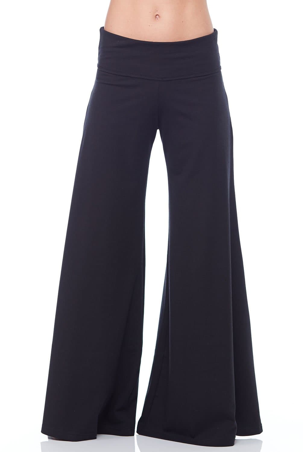 Flat Long Palazzo Pant Womens Active Workout Yoga Black