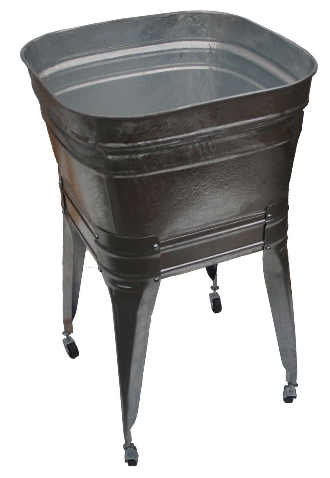 Square Wash Tub with Standard 1-1/2" Tailpiece Kitchen Sink Basket Drain Strainer (Single tub with Standard 1-1/2" Tailpiece Drain and Stand)