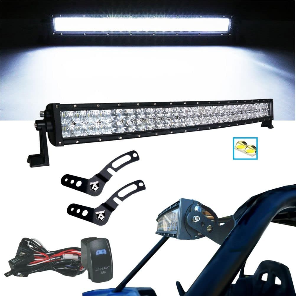 No.1 5D 32" Pro Series Curved LED Light Bar Kit RZR XP900 XP1000 Turbo KIT 180w 5D=310w 30,000LM Flood/Spot Combo CREE 3w LED's, Polaris XP1000 RZR4 XP4 14-UP Front mounts Harness
