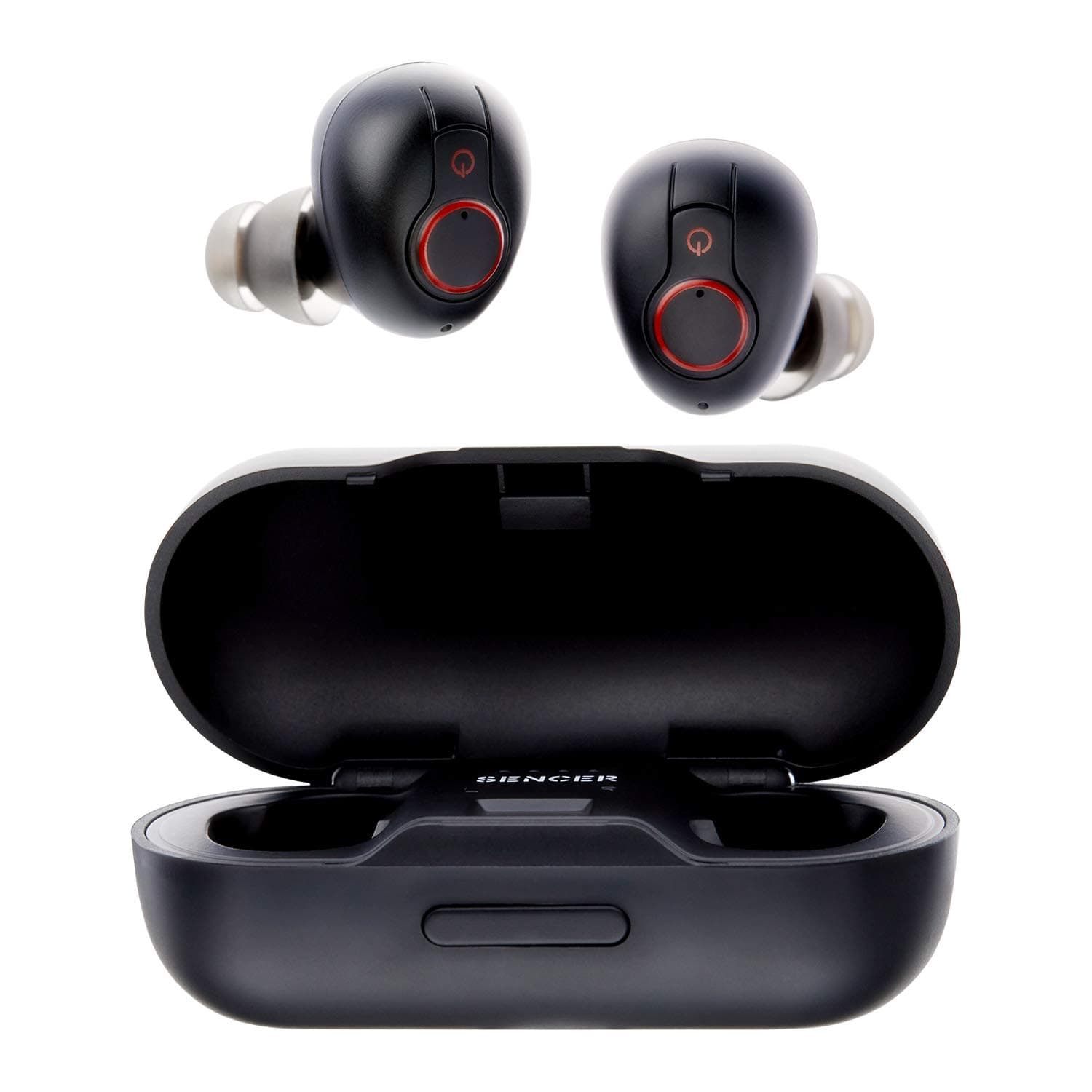 SENCER E100 Bluetooth 5.0 True Wireless Earphones with Extra Deep Bass,480 mah Charging Case,Noise Reduction,IPX6 Sweatproof Bluetooth Headphones Wireless(Black)