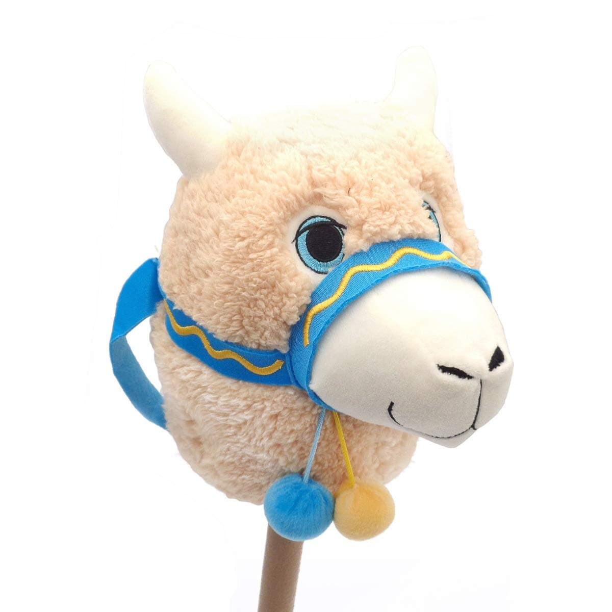 Beamfeature Alpaca Llama Hobby Horse Traditional Kids Riding Toy Plush Head Wooden Stick
