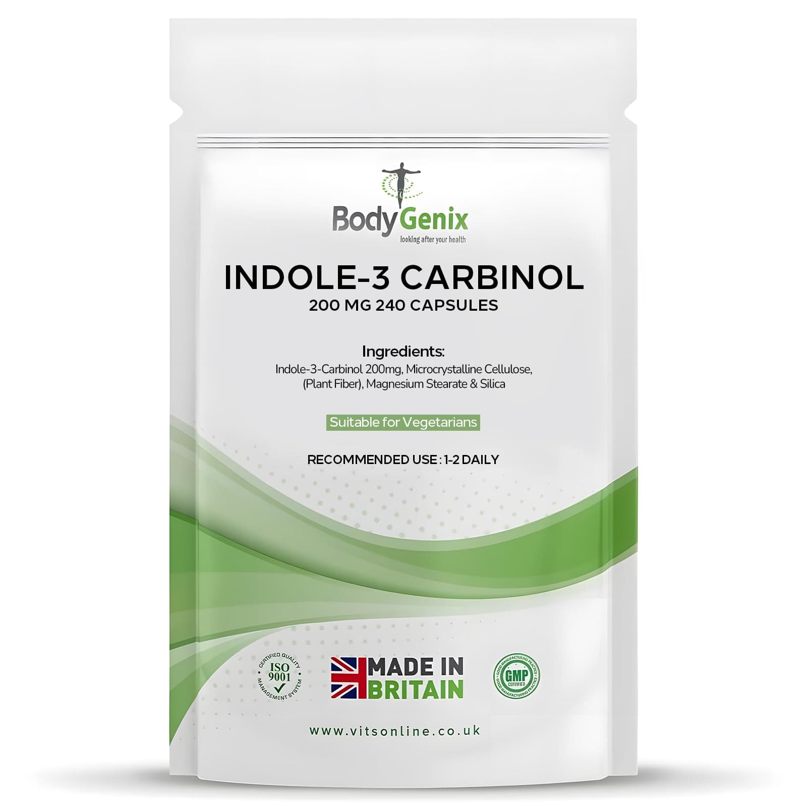 Indole-3 Carbinol 200mg Vegan Capsules Hormonal Balance Immune System Detoxification Support Natural Food Supplement - 240 Capsules 8 Month Supply