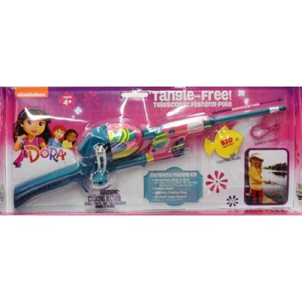 Dora Kid Casters Tangle Free Telescopic Fishing Pole Rod/Reel Combo w/ Casting Plug