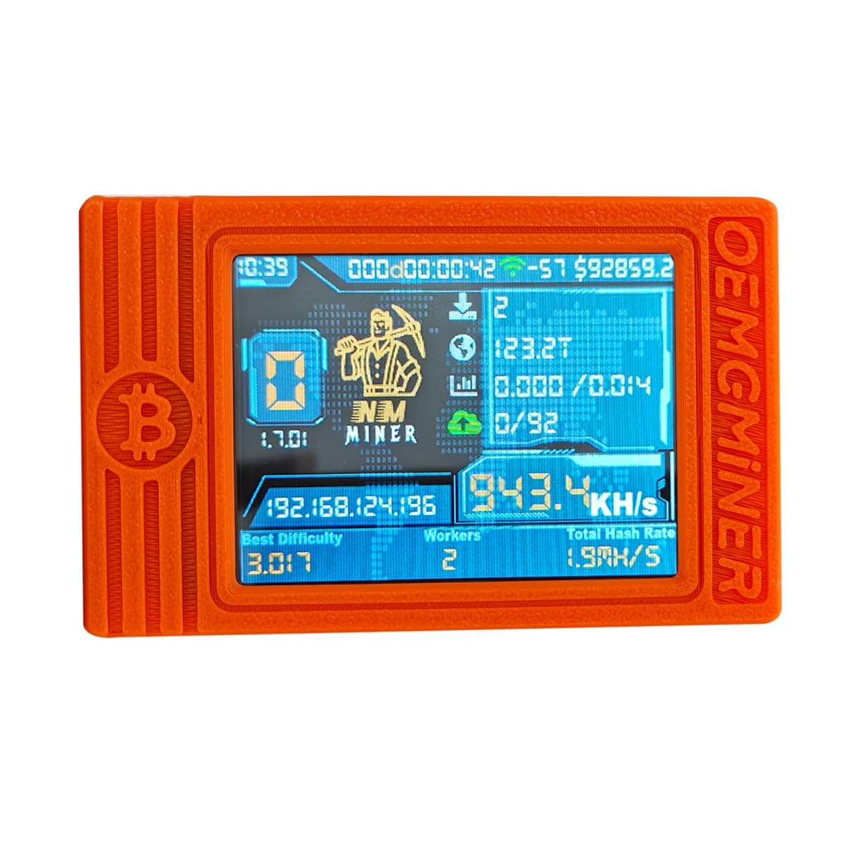 NerdMiner V2 MAX Solo Bitcoin Miner - 930KH/s ハッシュレート、1.5W電力、3.125 BTC Win3、コンパクトな2.4G WiFi & 有線接続 ビットコイン愛好家のための高効率暗号通貨マイナー (オレンジ)