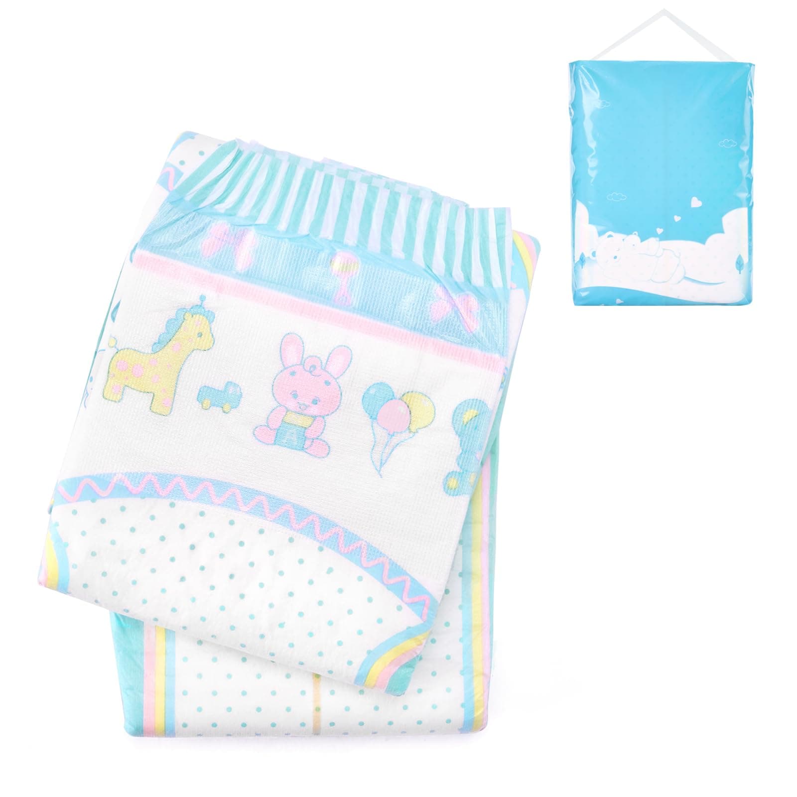 Littleforbig Adjustable Hook-and-Loop Fastener Closure Adult Printed Diaper 2 Pieces - Baby Parade (Large 36"-48")