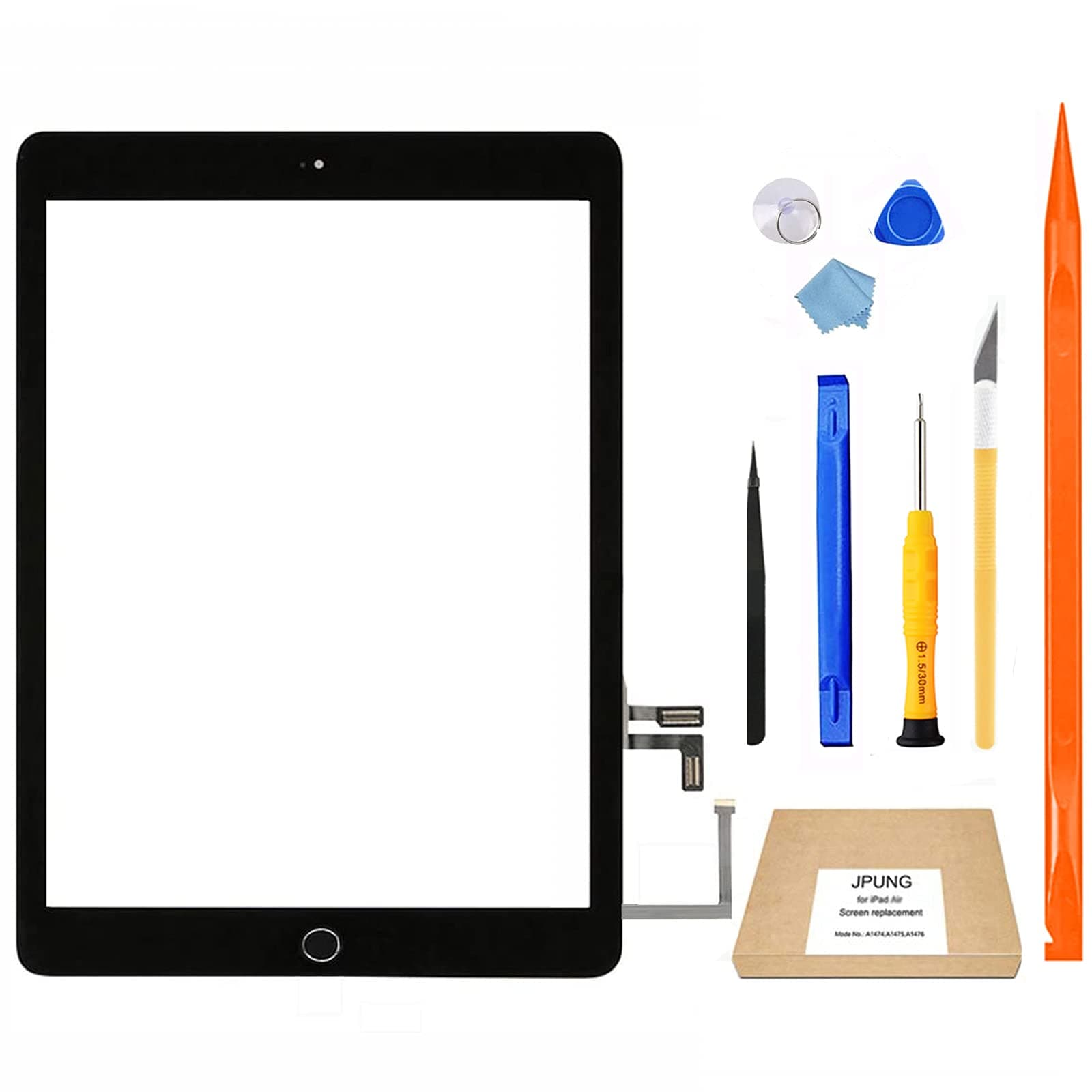 for iPad 5 (5th Generation 2017 Released) Glass Screen Replacement A1822 A1823, Only for 5th Gen Touch Digitizer 9.7 Inch, +Home Button, Full Repair Kit