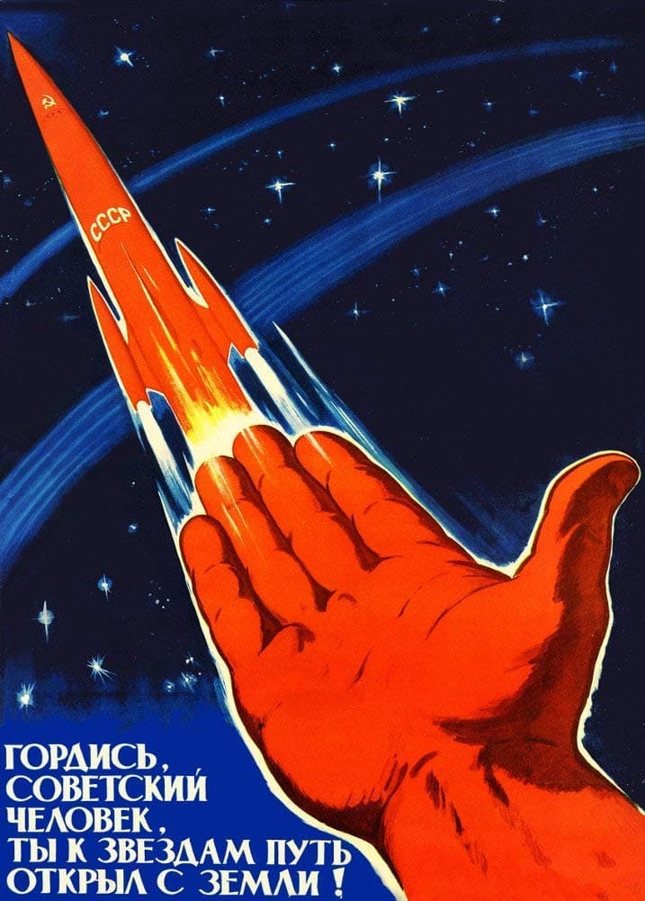RPW Roystone Print Works1960's Vintage A3 Wall art poster Russian Soviet Union Space Race Propaganda Soviet Man Be Proud You Opened the road to the stars