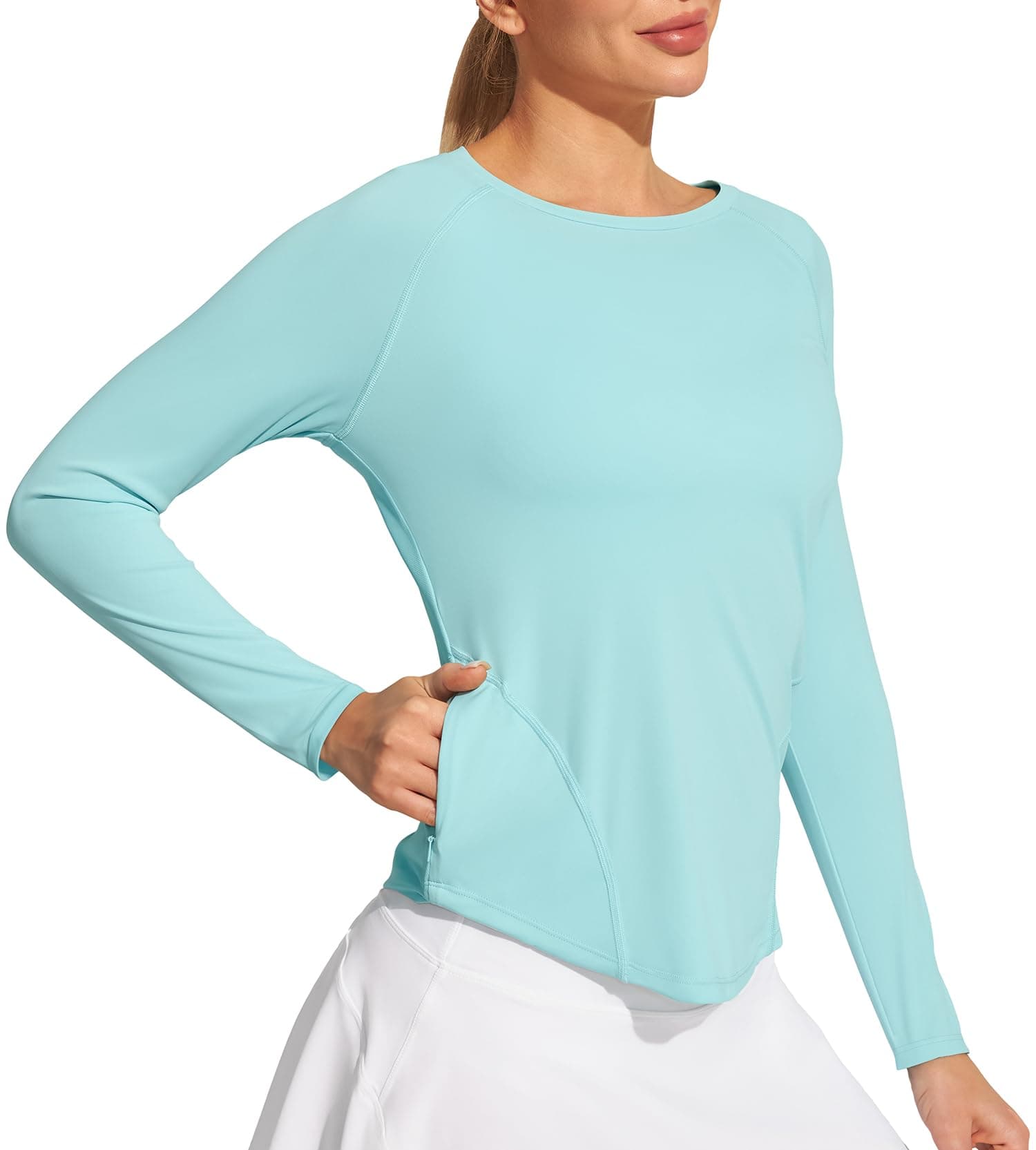 IUGARash Guard for Women with Pockets UPF 50+ SPF Shirts for Women Long Sleeve UV Sun Protection Clothing Hiking Swim Shirt