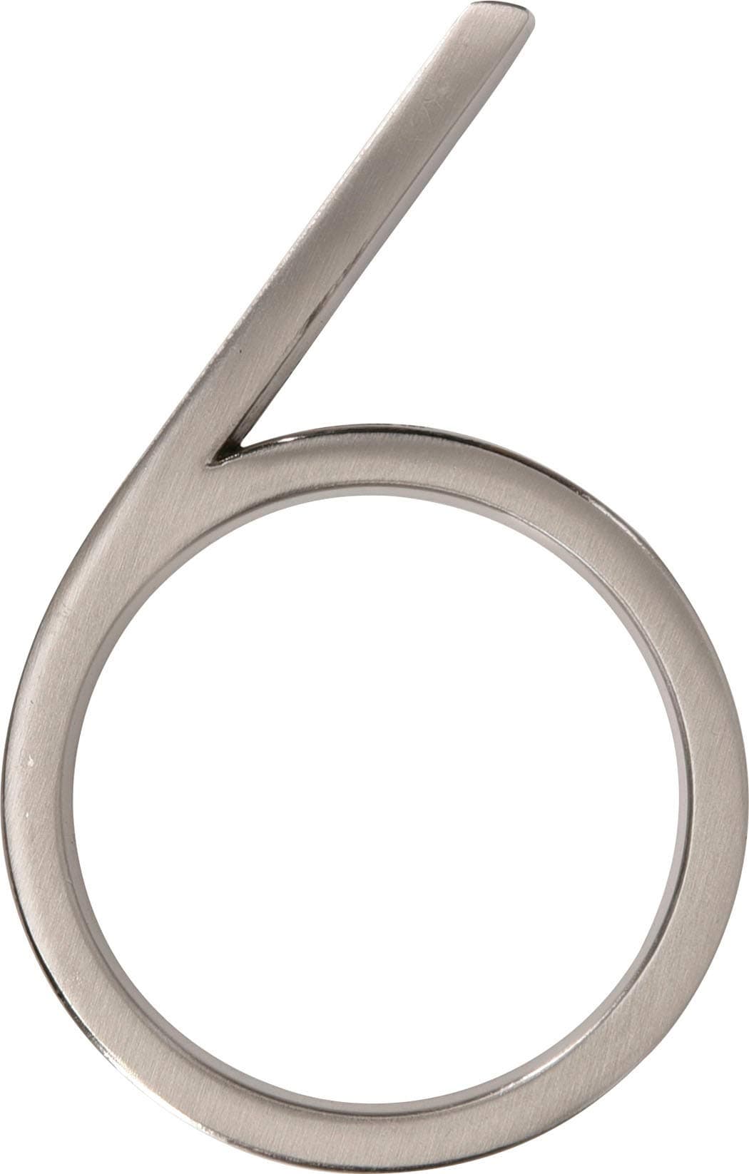 Distinctions 844706 House Number 6, Brushed Nickel Zinc Floating Address Number, Modern Outdoor Address Sign for Front Door, Mailbox, Wall, or Plaque, 5 Inches