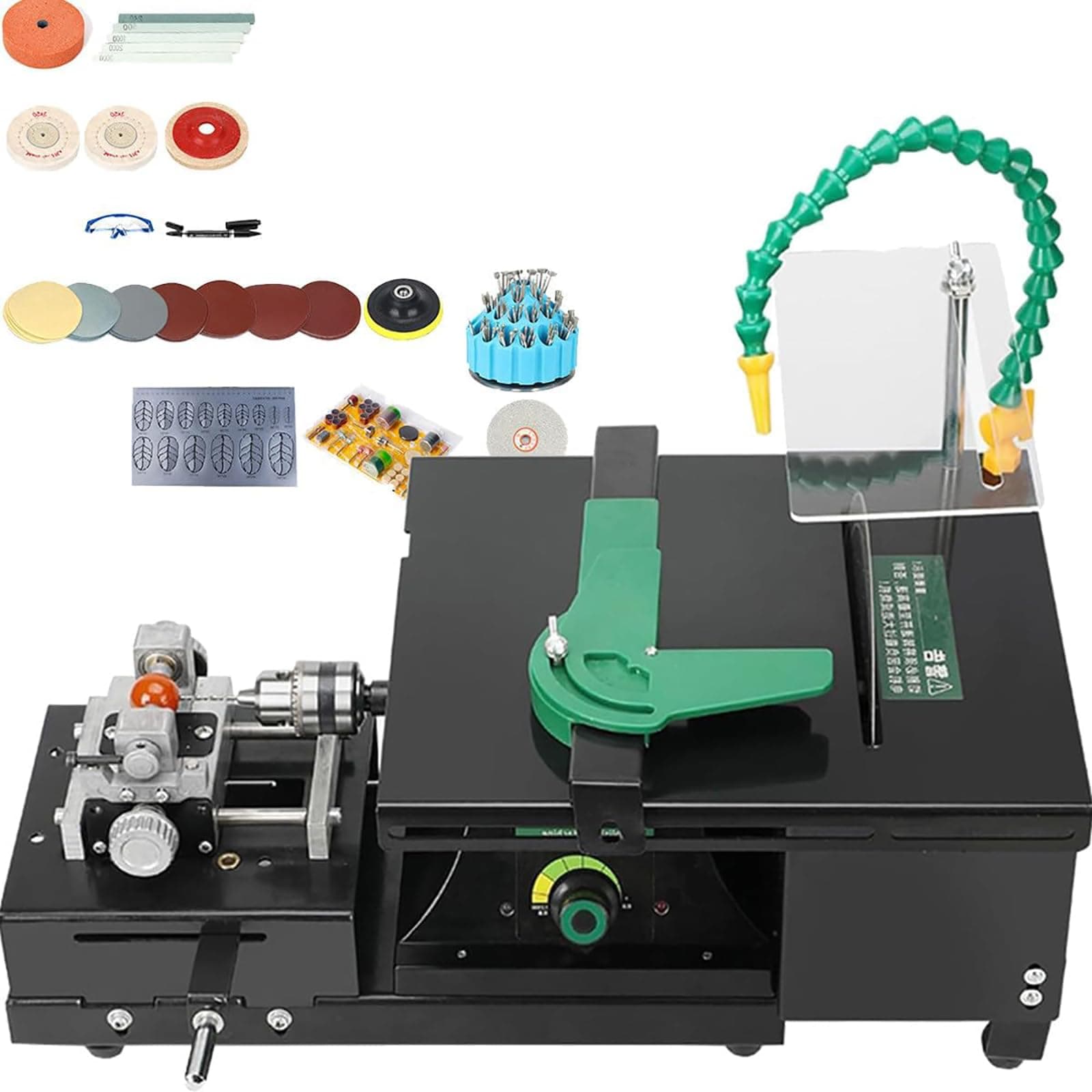 WIKINK Benchtop Gem Polishing Grinding Machine, Gem Rock Buffer-Bench Lathe, Jewelry Lapidary Saw for Cutting Rocks, Polisher Tool Kits