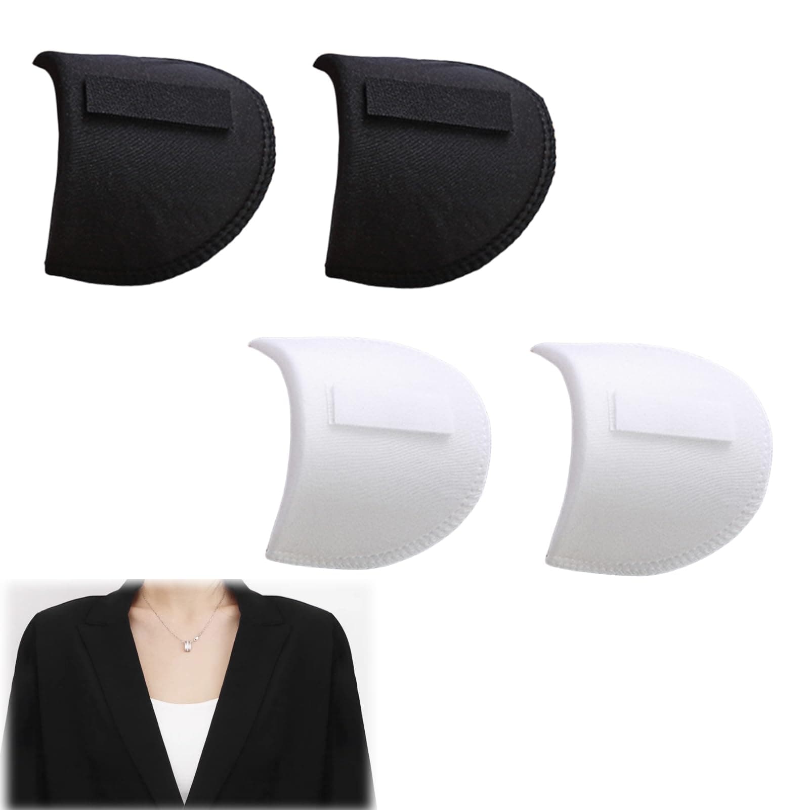 Qkhcable4 PCS Shoulder Pads for Women Men Clothes Anti-Slip Detachable Foam Shoulder Pad Breathable Sponge Pads with Velcro Shoulder Pads Inserts Sewing Supplies for Suit Clothing Coat Blazer Suit T-Shirt