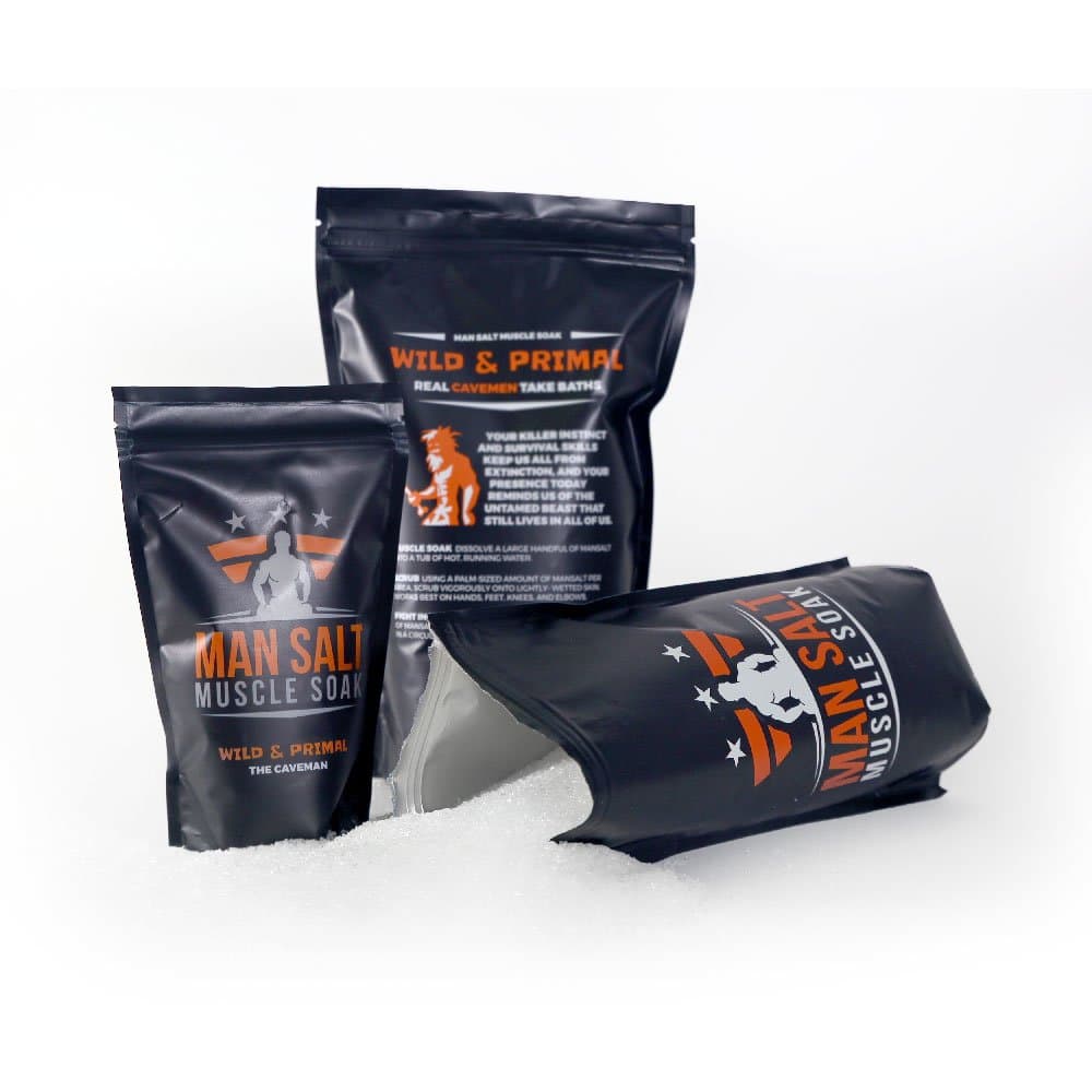 ManSalt Muscle Soak -Epsom Salt Bulk- - Best Bath Salts (Caveman, 3LB)