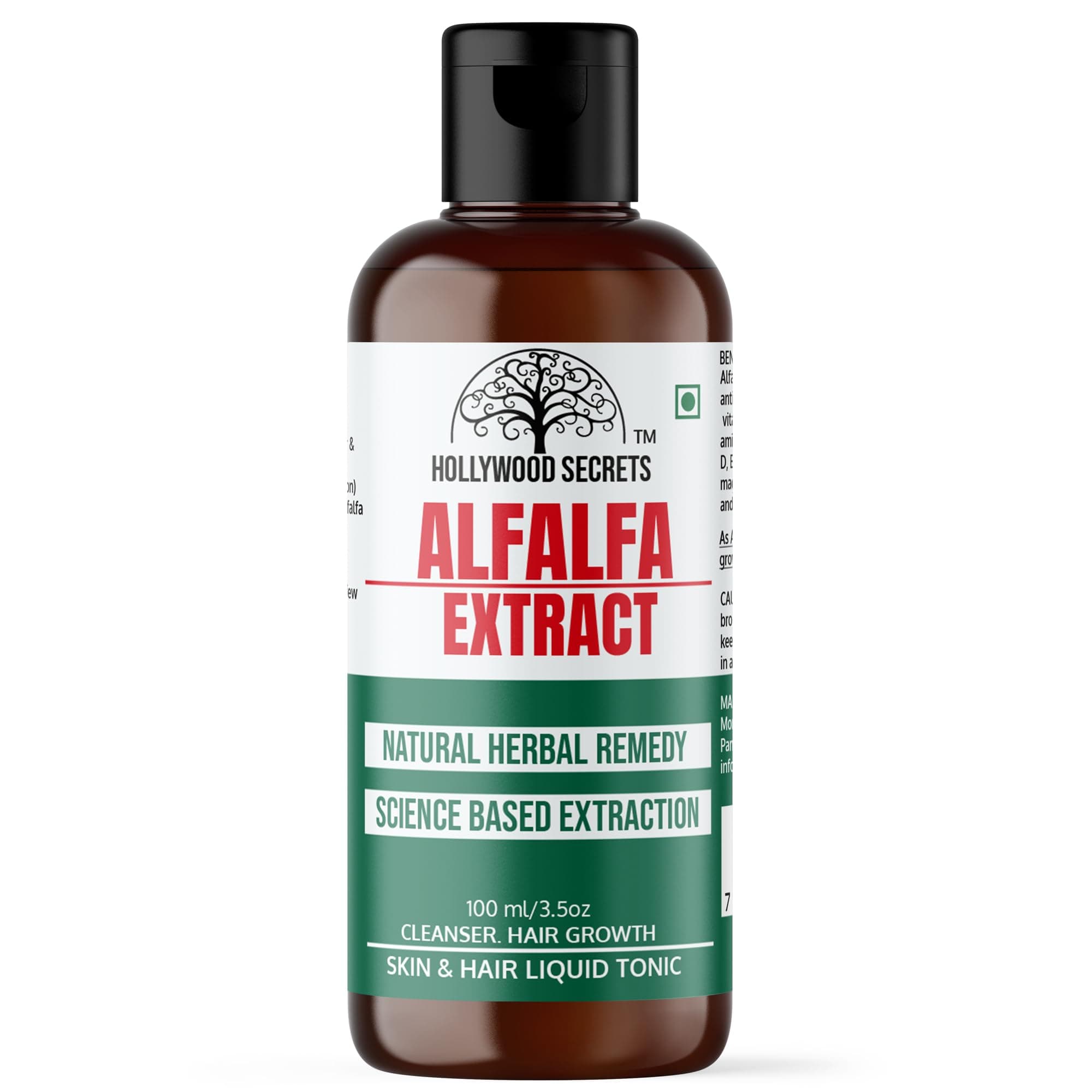 Pure 85% Alfalfa Liquid Botanical Extract | Prevent Dry Skin | Hair Growth | Cleanser |100ml
