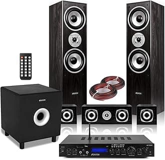 Fenton 5.1 Home Cinema Surround Sound System - Black, Powerful Theatre Speakers with Easy Connectivity, Ideal Home Theatre Audio for Movies, Music and Gaming