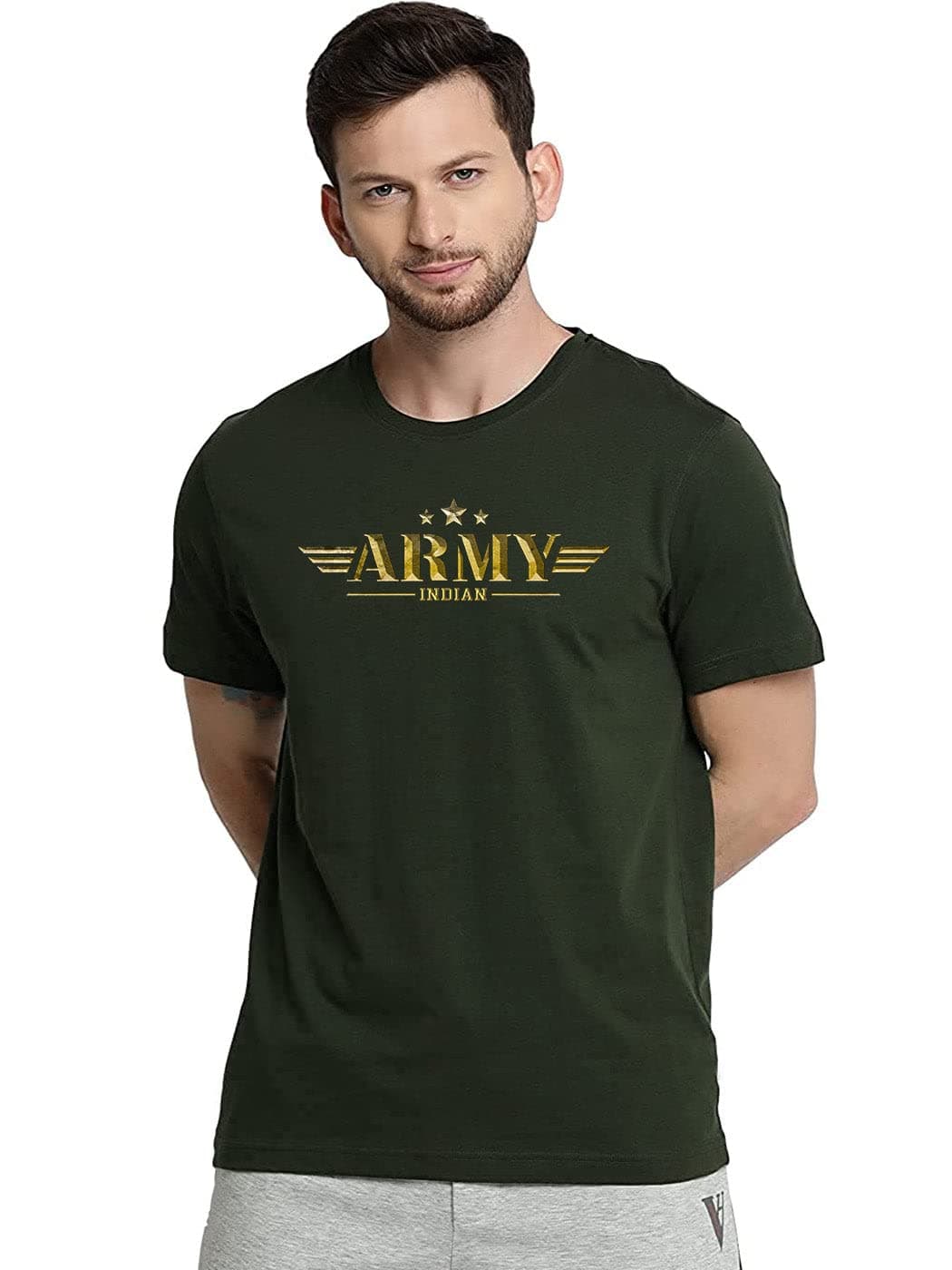 His'en'HerRegular Fit T-Shirt for Men |100% Cotton T-Shirt | Army Printed Half Sleeve Tshirts