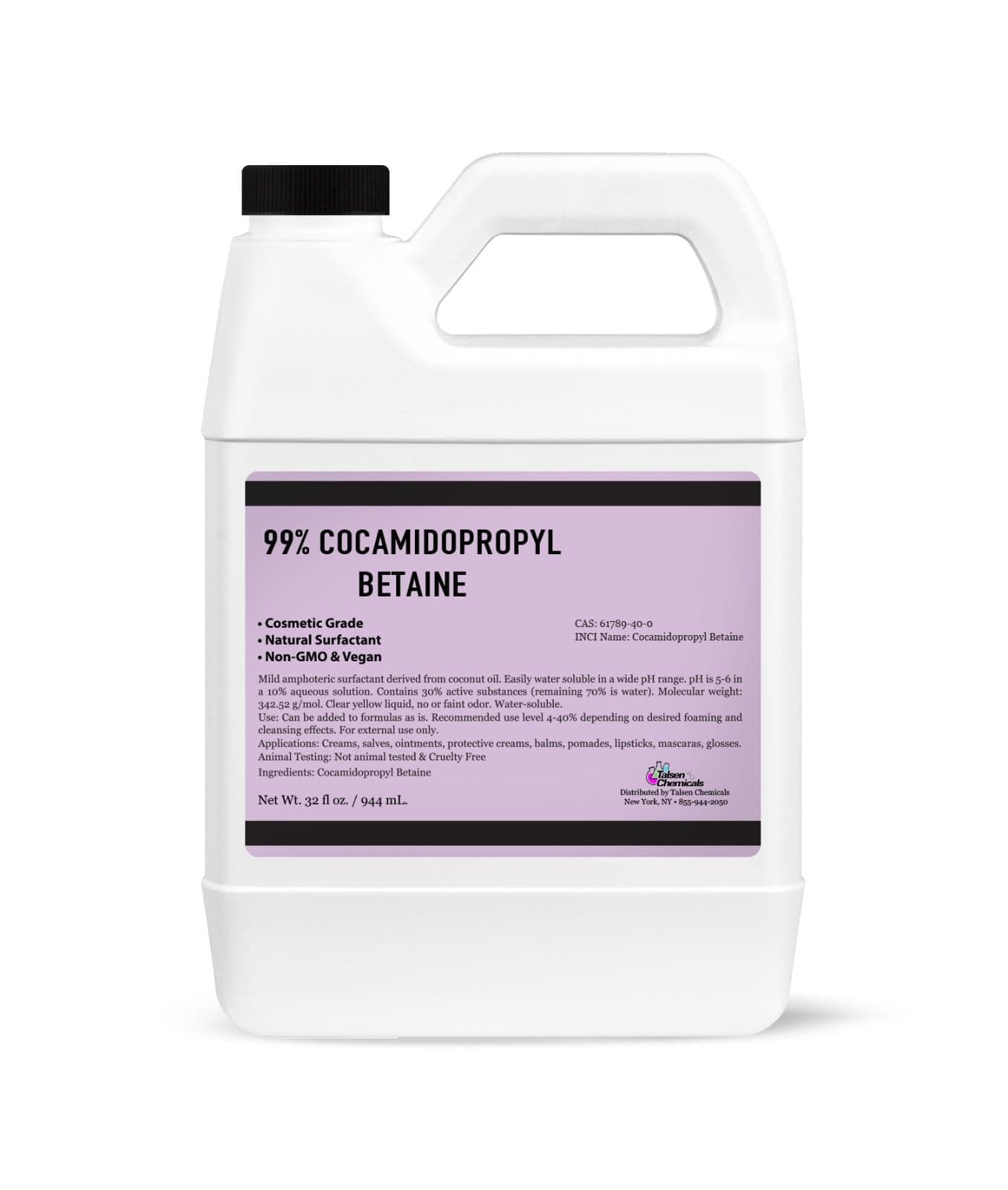 Cocamidopropyl Betaine 946 mL / 32 Ounce -100% Pure Coco Betaine Natural Surfactant Liquid Premium Organic Compounds Derived from Coconut Oil DIY Cosmetics Skincare