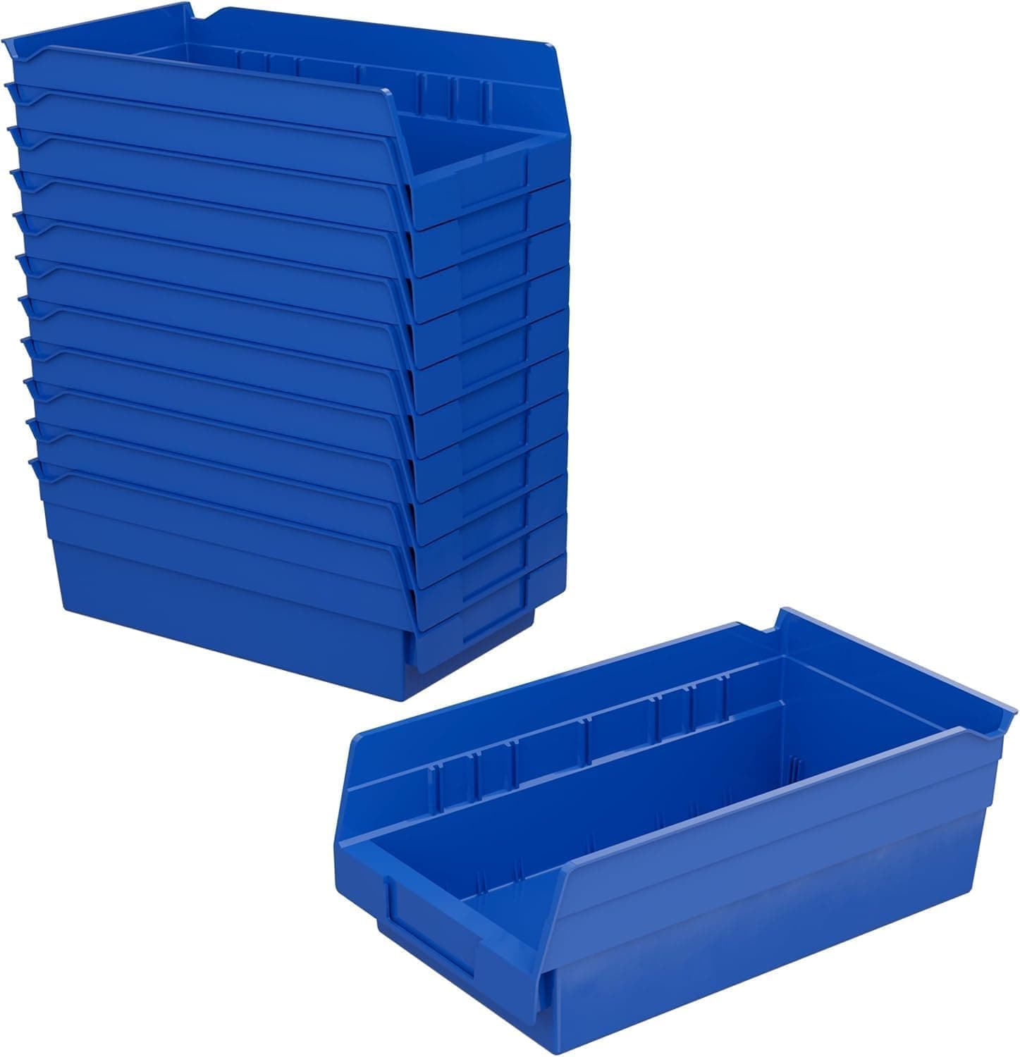 30130 12-Inch by 6-Inch by 4-Inch Plastic Nesting Shelf Bin Box, Blue, Case of 12