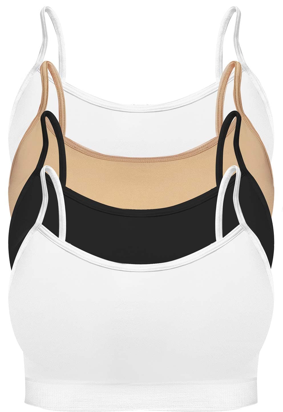 4 Pack Women's Seamless Wireless Half Cami Unpadded Bra Tops for Layering with Spaghetti Straps