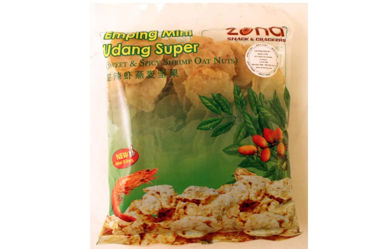 Emping Mini Udang Super (Shrimp Oat Nuts Sweet N Spicy) - 7.05oz (Pack of 1)